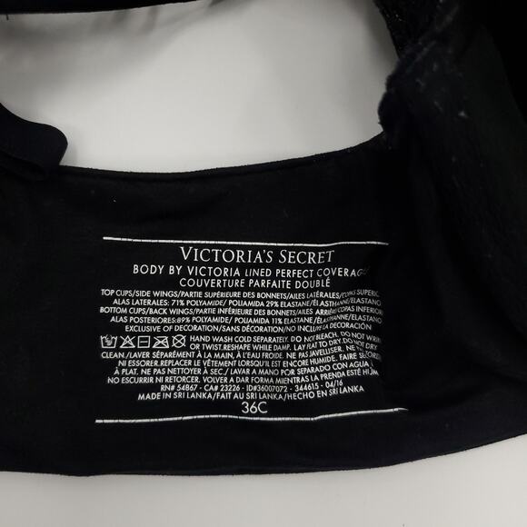 Victoria's Secret Body by Victoria Lined Perfect Coverage Bra 36C Black - Picture 4 of 5